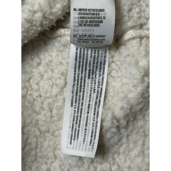 Hollister Womens Large Sherpa Hoodie Jacket Full Zip Ivory Cozy Winter Wear - Picture 7 of 9